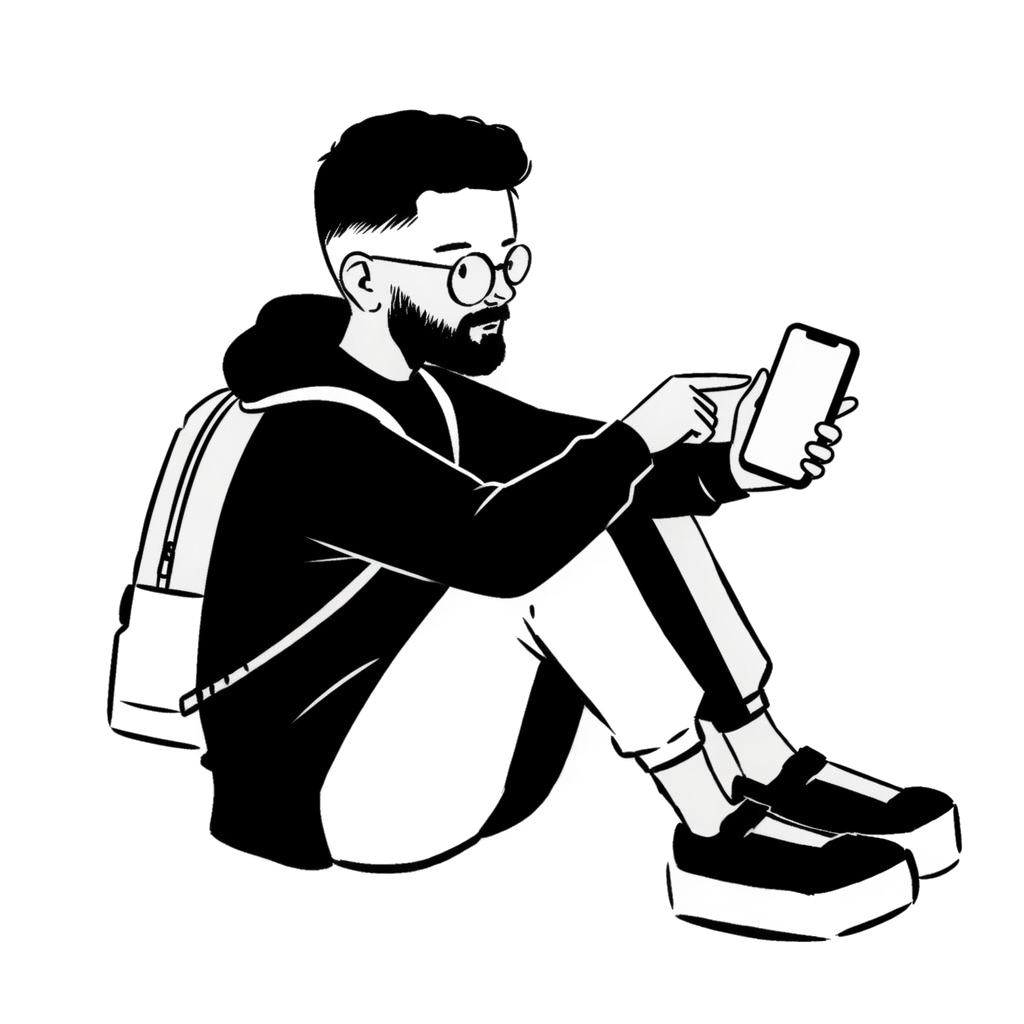 Editorial illustration of Mario building a mobile product